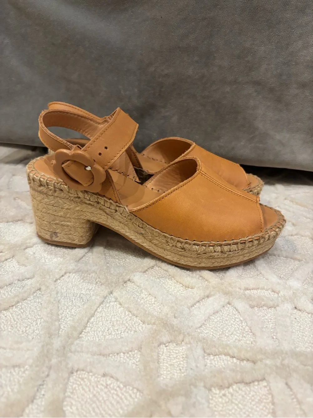 NIB Naguisa Fumarola Tan Leather Espadrille Slingback Sandals